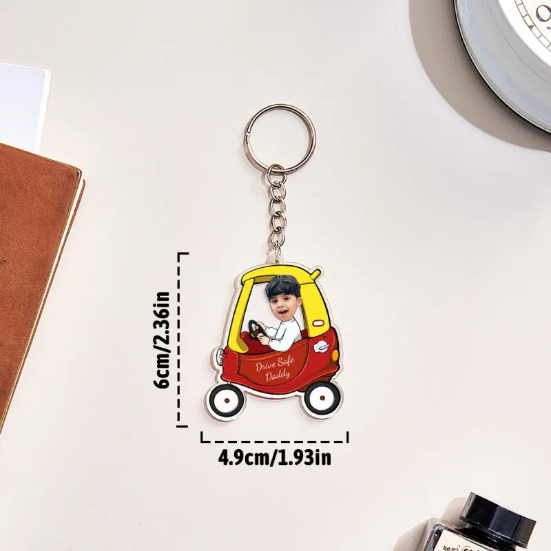 Portachiavi Personalizzato "Guida con Prudenza" - Portachiavi a Forma di Auto Personalizzato - Regalo per Papà