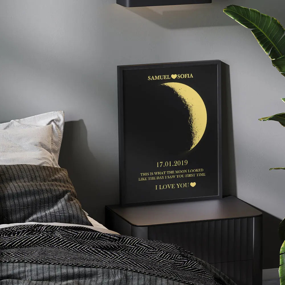 Cornice Fase Lunare Personalizzata con Nomi Regalo Coppia Lei Lui San Valentino Amore Natale Anniversario Compleanno