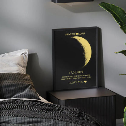 Cornice Fase Lunare Personalizzata con Nomi Regalo Coppia Lei Lui San Valentino Amore Natale Anniversario Compleanno
