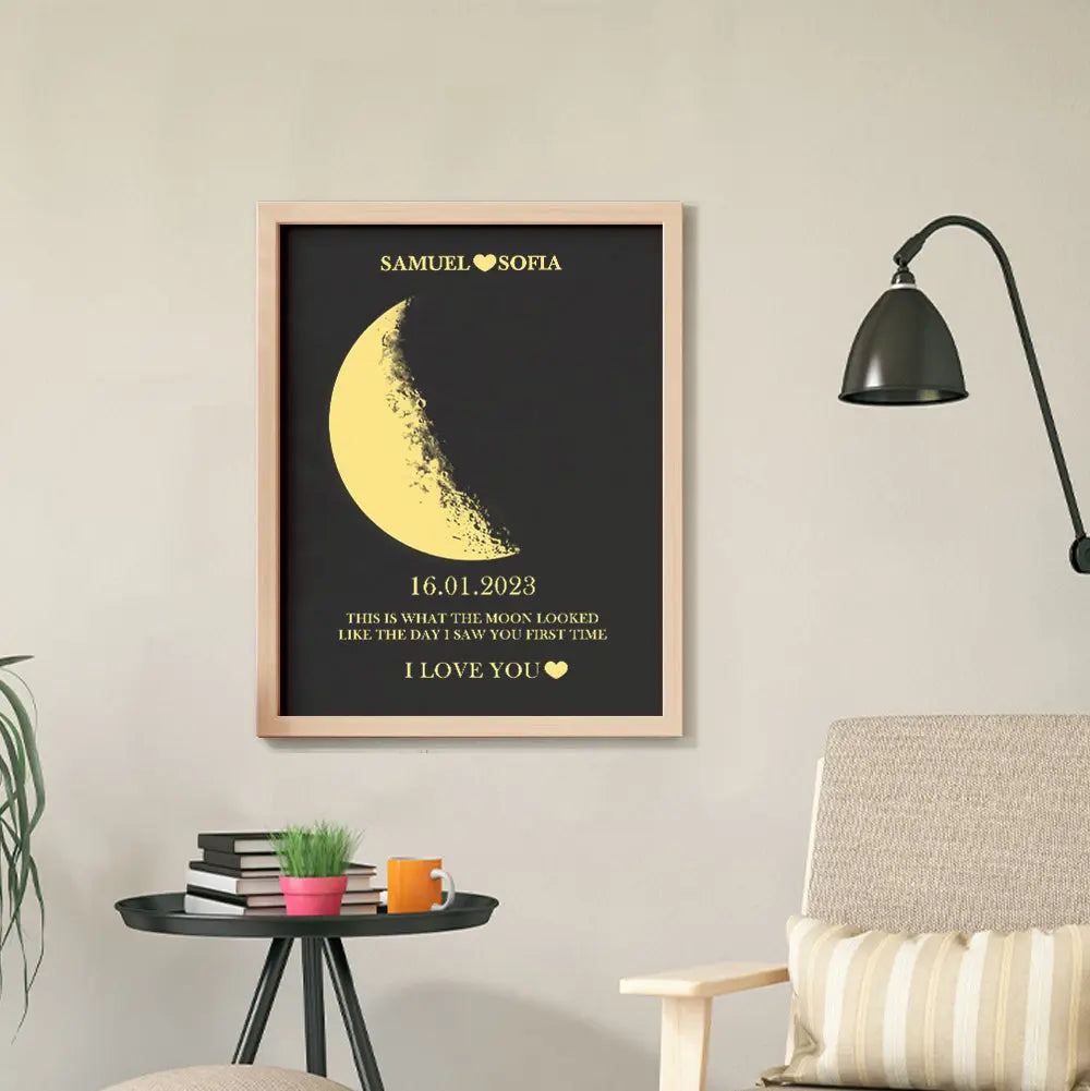 Cornice Fase Lunare Personalizzata con Nomi Regalo Coppia Lei Lui San Valentino Amore Natale Anniversario Compleanno