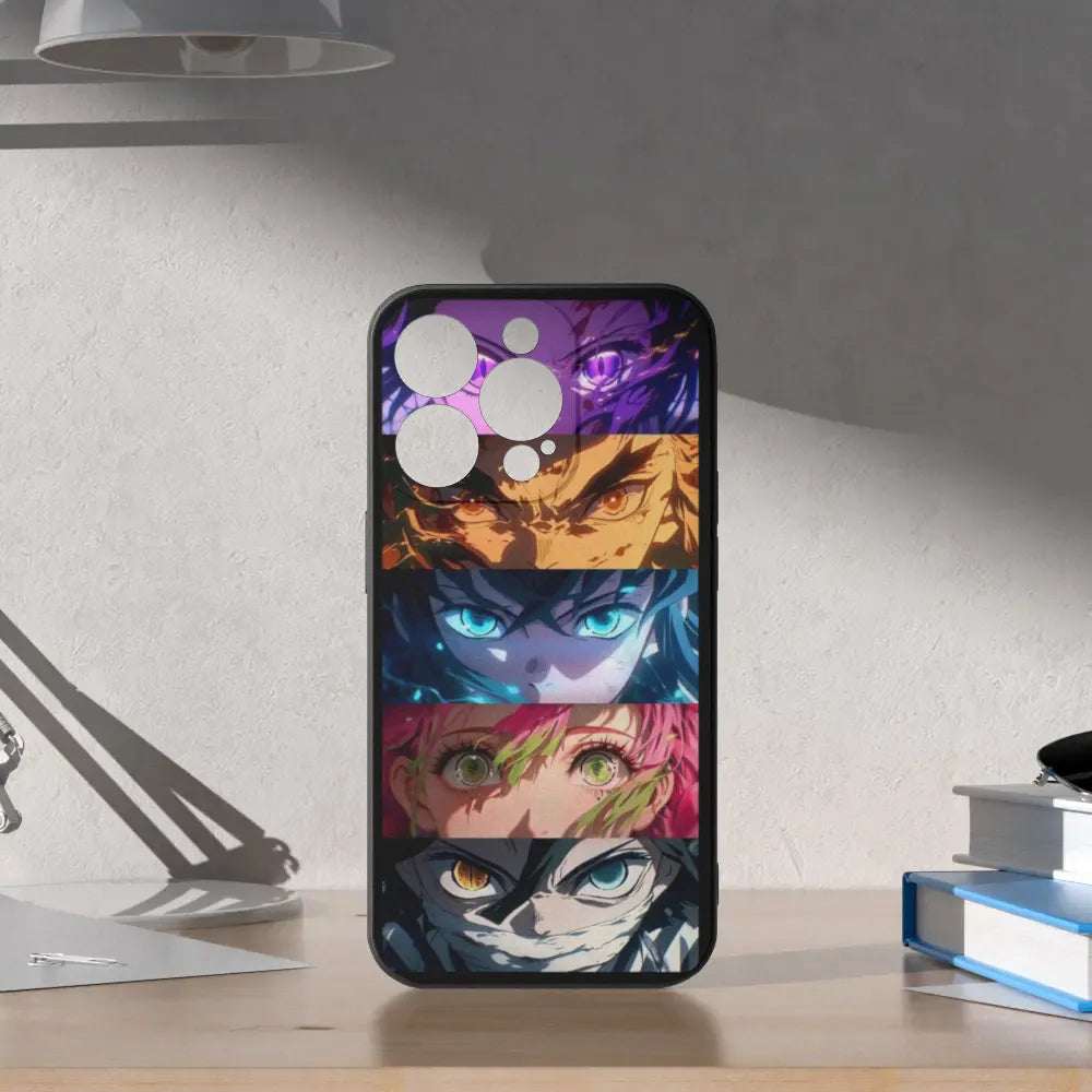 Custodia Nera iPhone 14, Pro, Max, Plus Protezione Slim Black Demon Slayer Kimetsu no yaiba