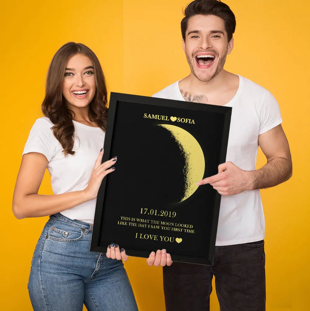 Cornice Fase Lunare Personalizzata con Nomi Regalo Coppia Lei Lui San Valentino Amore Natale Anniversario Compleanno