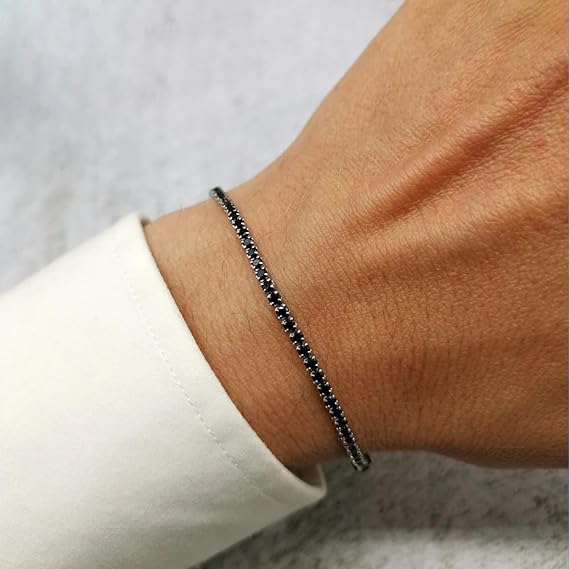 Bracciale Tennis Nero in Argento Sterling 925 - Caro Fratello