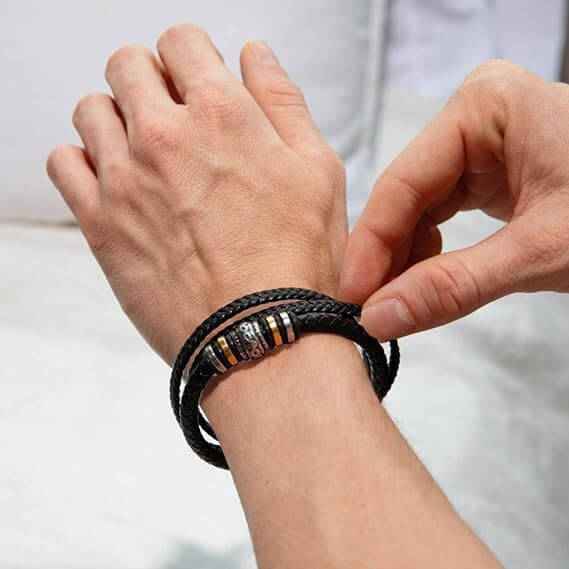 Bracciale Pelle Intrecciata Al mio Papà - Ti Voglio un Mondo di Bene.