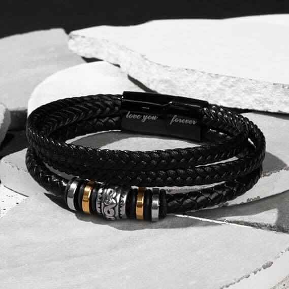 Bracciale Pelle Intrecciata Al mio Papà - Ti Voglio un Mondo di Bene.