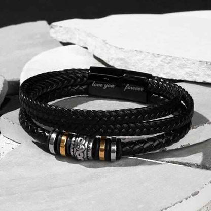 Bracciale Pelle Intrecciata Al mio Papà - Ti Voglio un Mondo di Bene.