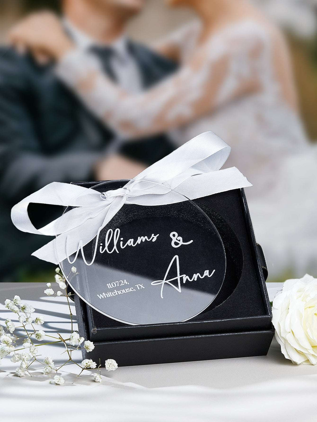 Porta Fedi Anelli Personalizzato in Acrilico Nozze Regalo Matrimonio Nomi