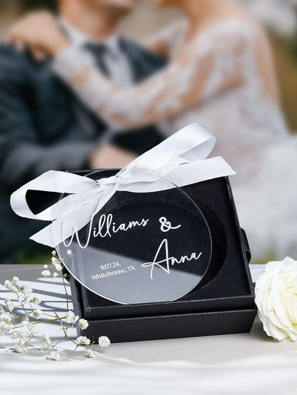 Porta Fedi Anelli Personalizzato in Acrilico Nozze Regalo Matrimonio Nomi