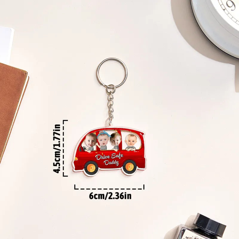 Portachiavi Personalizzato "Guida con Prudenza" - Portachiavi a Forma di Auto Personalizzato - Regalo per Papà