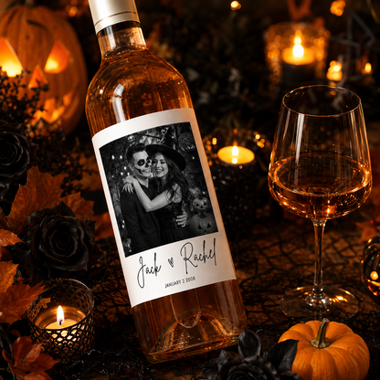 Etichette Vino Halloween Personalizzate Foto e Testo Adesivi Bottiglia