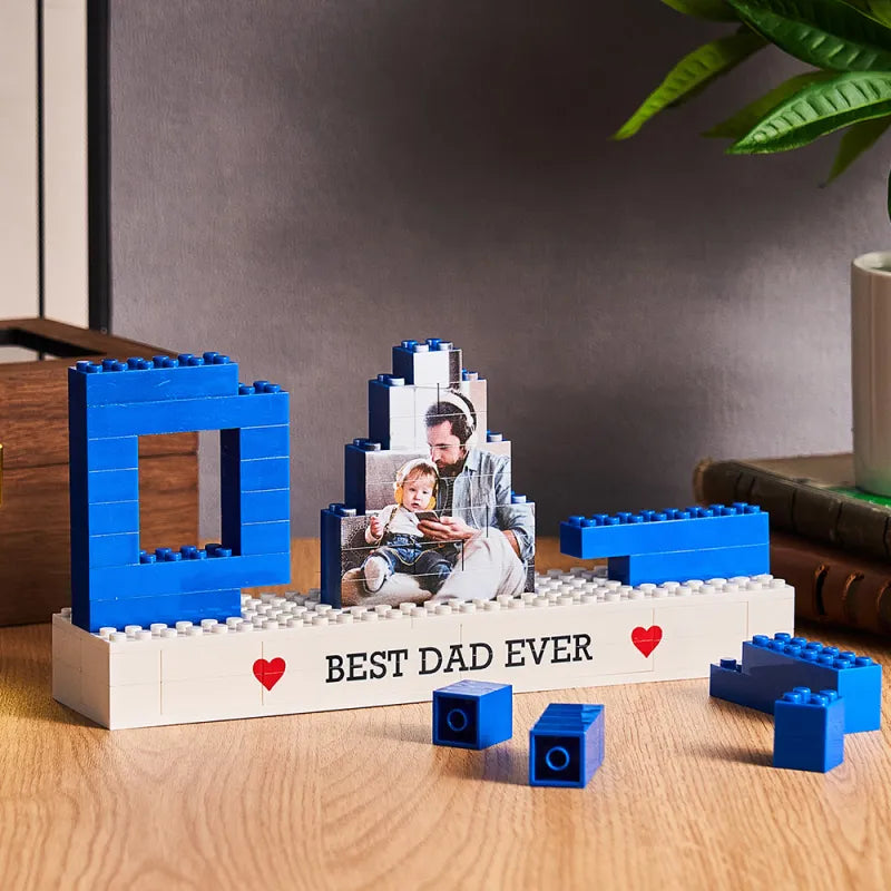 Puzzle di Mattoncini Personalizzato con Foto per Papà - Blocchi di Foto con Testo Personalizzato - Regalo per la Festa del Papà