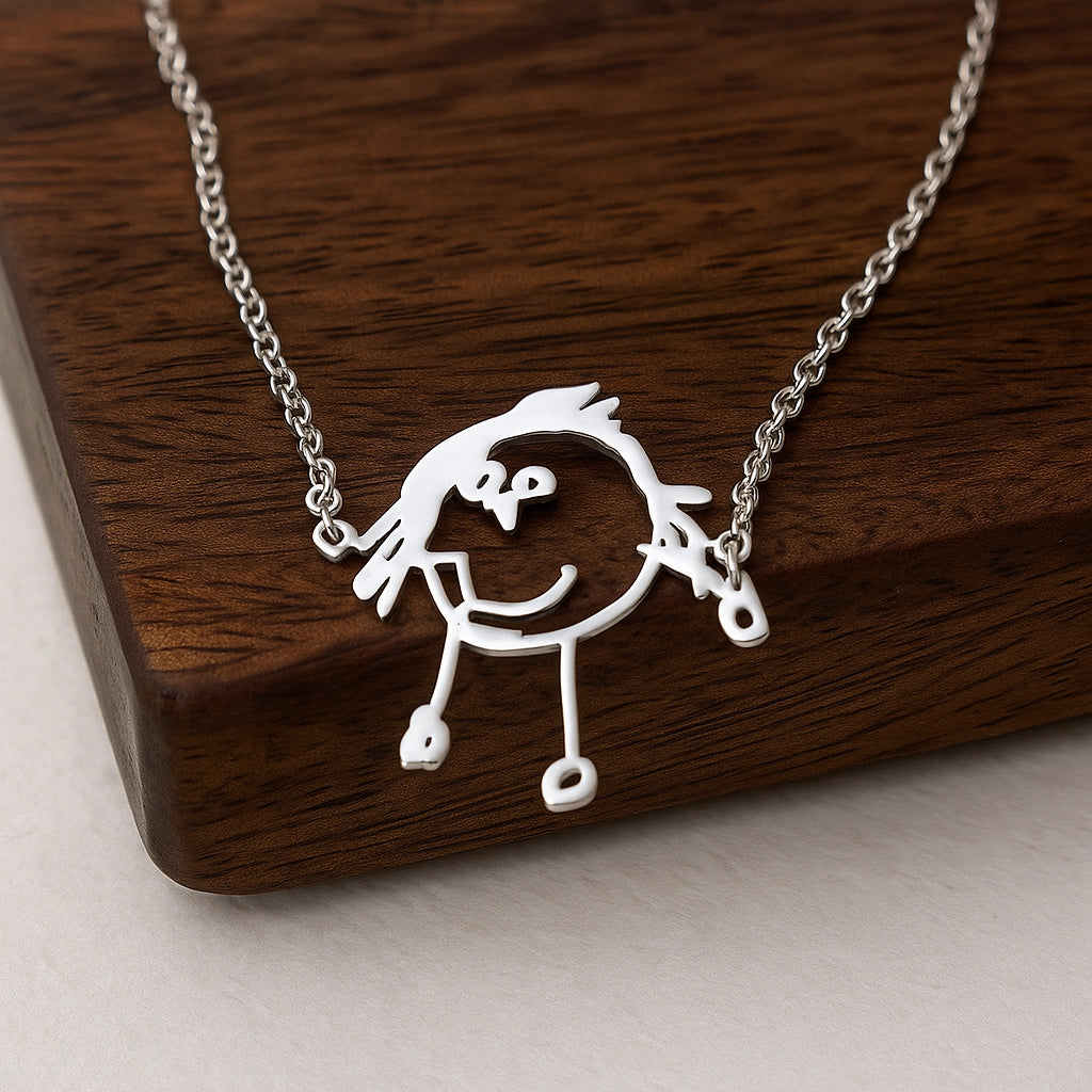 Collana "Line Art" Personalizzata – Ciondolo Realizzato dal Tuo Disegno – Gioiello Unico d'Autore