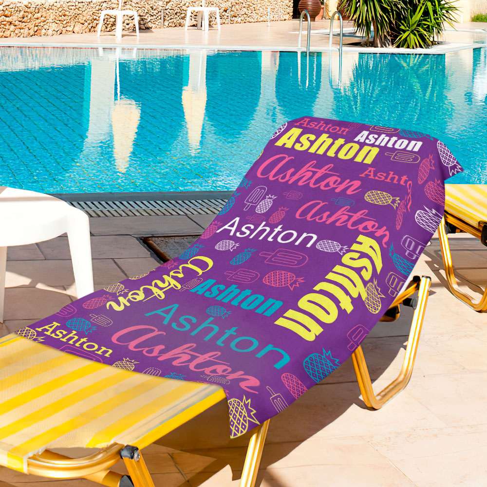 Telo Mare Divertente Personalizzato con Nome Asciugamano Pool Party