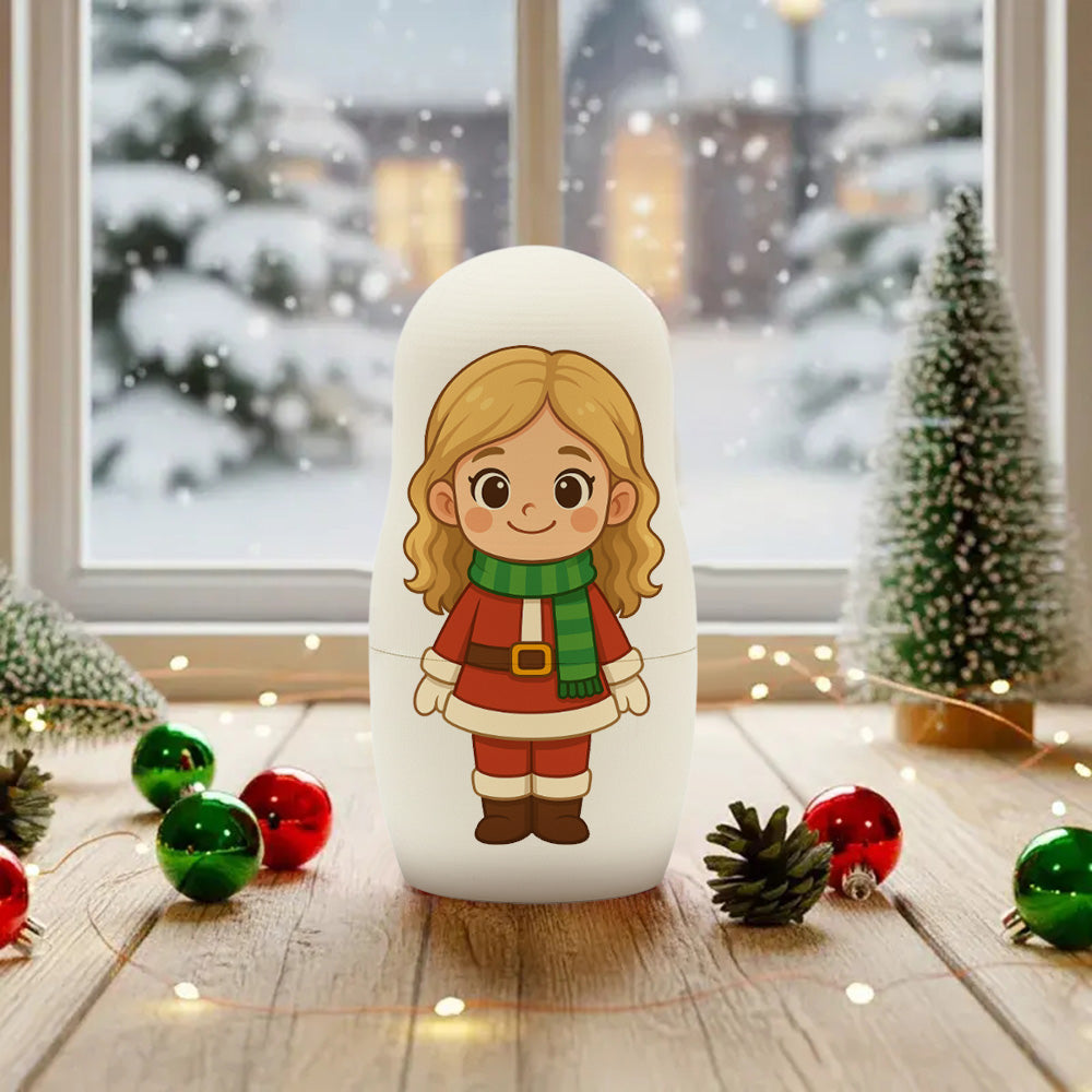 Matrioska di Famiglia Personalizzata: I Tuoi Ricordi in Stile Cartoon papà
