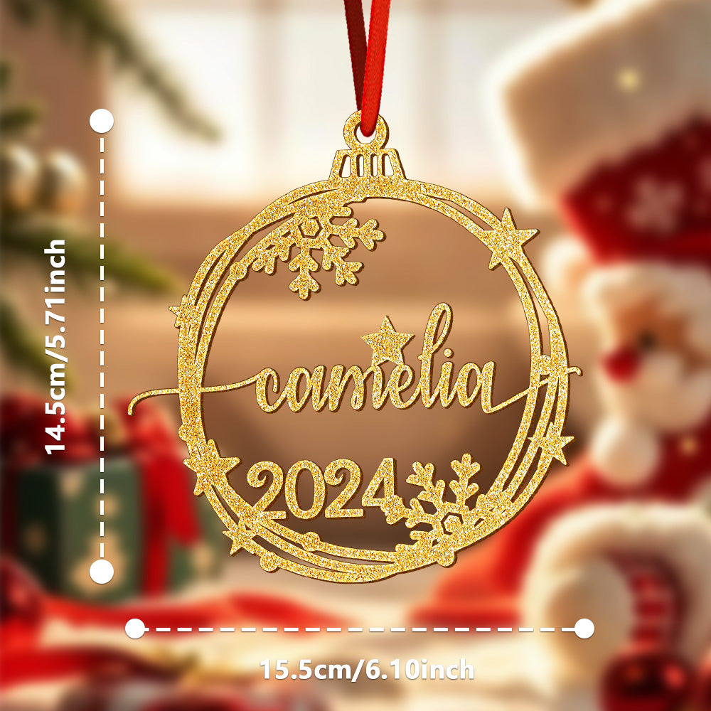 Ornamento Natale Personalizzato con Nome Decorazione Albero Regalo Plexiglass Glitter
