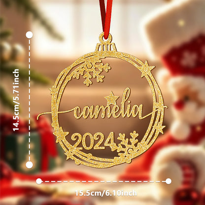 Ornamento Natale Personalizzato con Nome Decorazione Albero Regalo Plexiglass Glitter