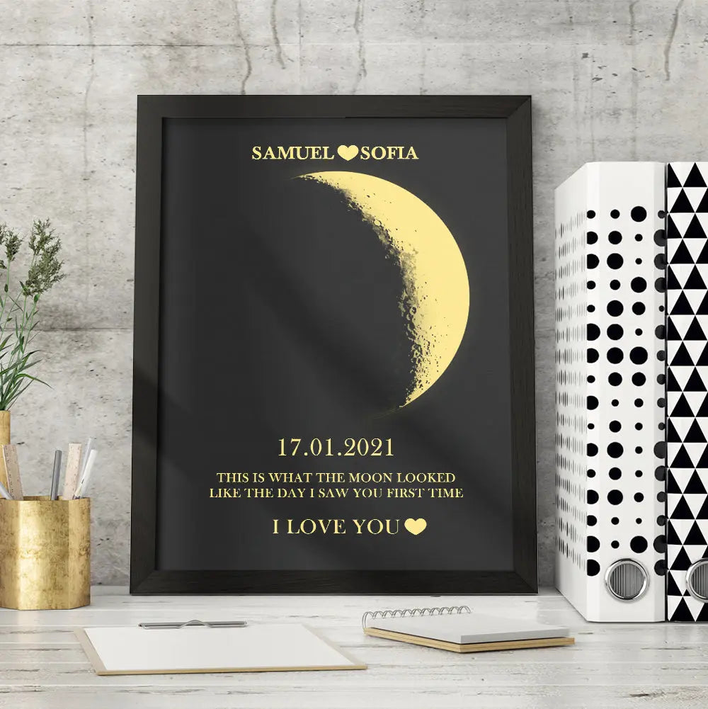Cornice Fase Lunare Personalizzata con Nomi Regalo Coppia Lei Lui San Valentino Amore Natale Anniversario Compleanno