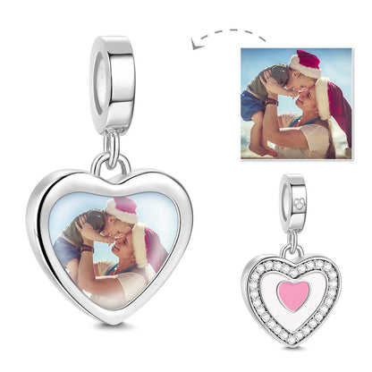 Ciondolo Cuore Pendente Personalizzato con Foto – Charm per Bracciali – Regalo Speciale per Lei