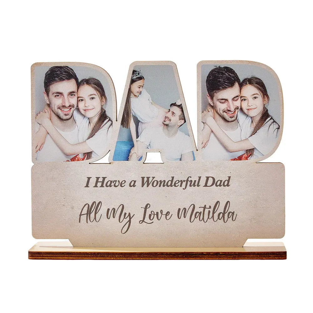 Targa in legno personalizzata per papà con foto
