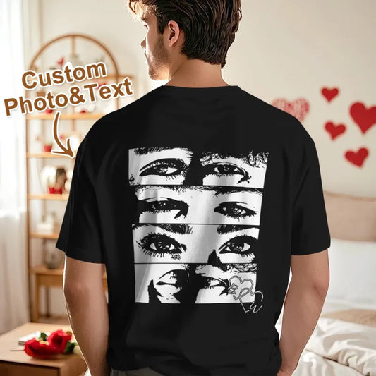 Maglietta Personalizzata Line Art Foto T-shirt Occhi Coppia San Valentino