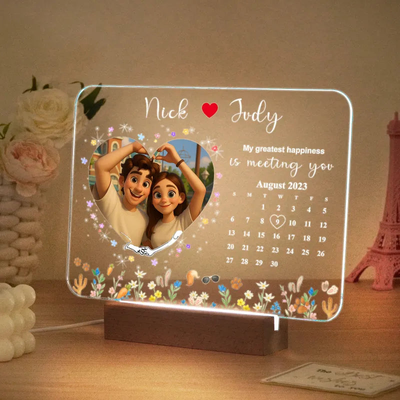 Lampada LED "Attimi di Luce" – Il Mio Traguardo più Grande è averti Incontrato - personalizzato foto - Lei Lui Anniversario