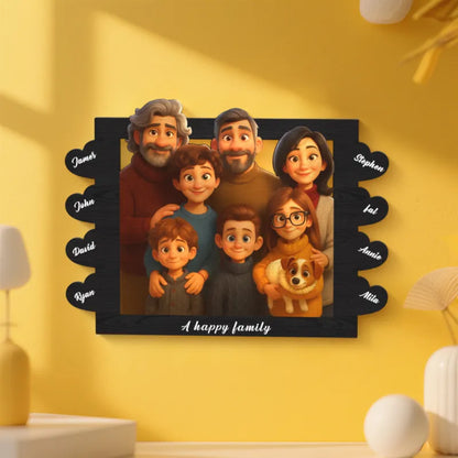 Cornice Personalizzata in Stile Cartoon con Foto e Nomi idea regalo lui lei mamma papà anniversario nonni nozze