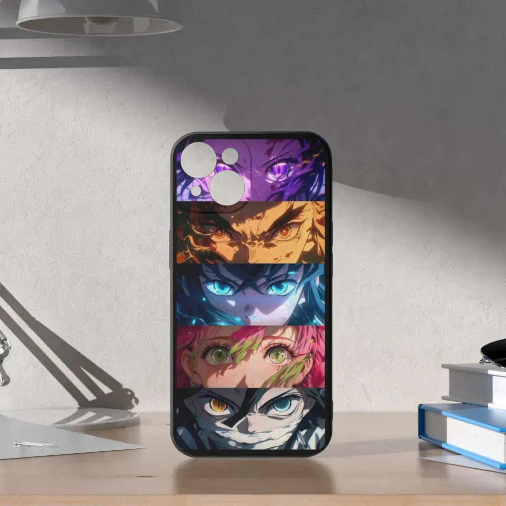Custodia Nera iPhone 14, Pro, Max, Plus Protezione Slim Black Demon Slayer Kimetsu no yaiba