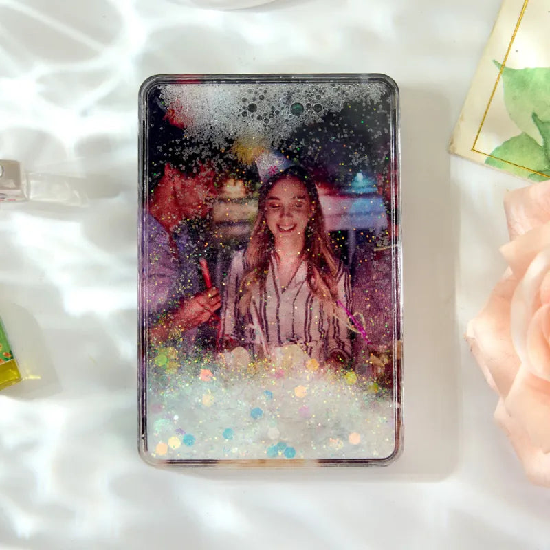 Calamita da Frigo Personalizzata con Foto | Con Brillantini Effetto Sabbie Mobili papà