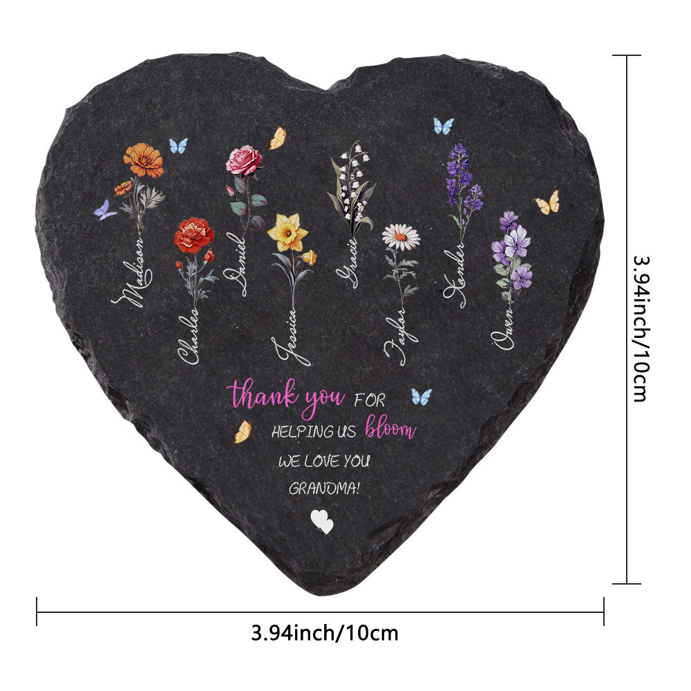 Pietra da Giardino Personalizzata Fiori di Nascita Regalo Mamma Nonna