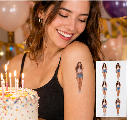 Tatuaggi Temporanei Personalizzati con Foto Foglio da 6 Sticker