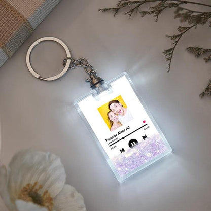 Portachiavi Luminoso Personalizzato con Foto e Codice Musicale – brillantini Colorate e Design Scansionabile papà