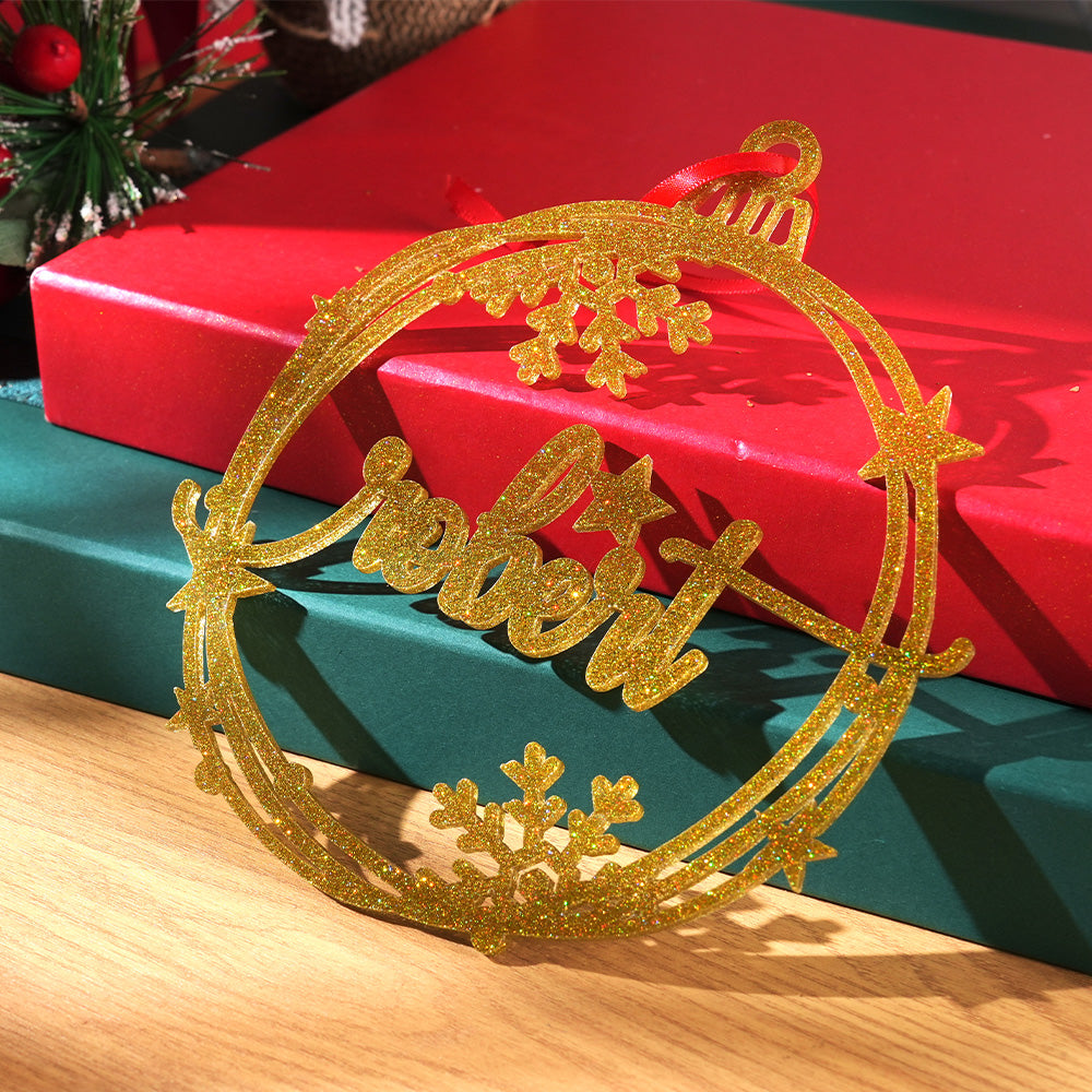 Ornamento Natale Personalizzato con Nome Decorazione Albero Regalo Plexiglass Glitter