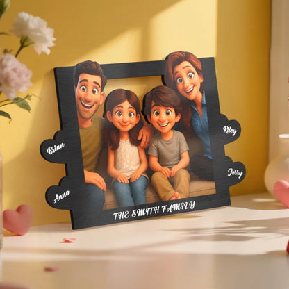 Cornice Personalizzata in Stile Cartoon con Foto e Nomi idea regalo lui lei mamma papà anniversario nonni nozze