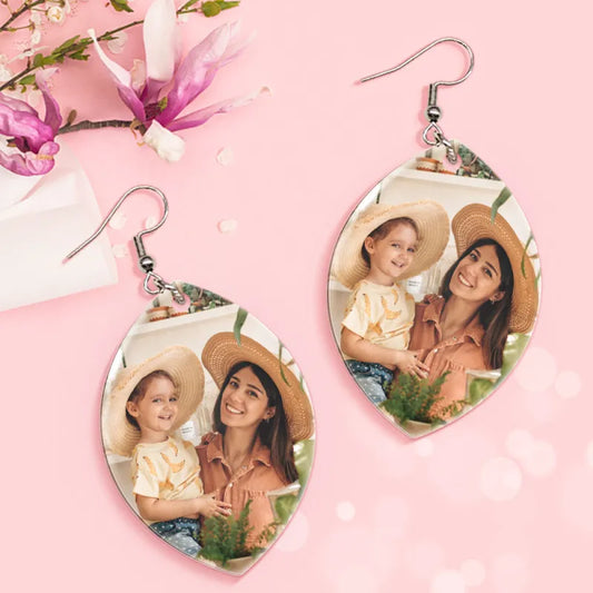 Orecchini Ovali in Acrilico con Foto – Eleganza Personalizzata e Leggera idea regalo festa della mamma