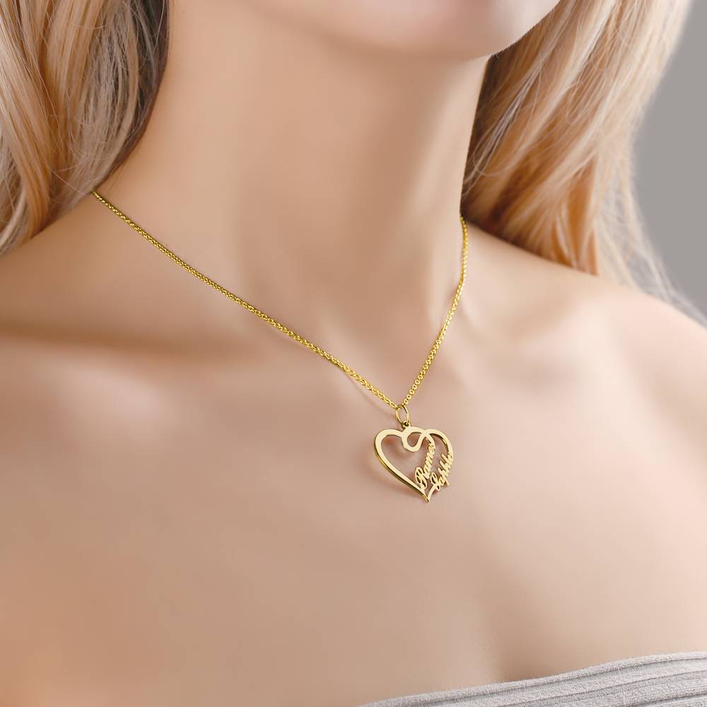 Collana personalizzata con due nomi e cuori intrecciati in argento sterling 925  - idea regalo festa della mamma