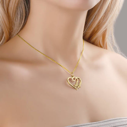 Collana personalizzata con due nomi e cuori intrecciati in argento sterling 925  - idea regalo festa della mamma
