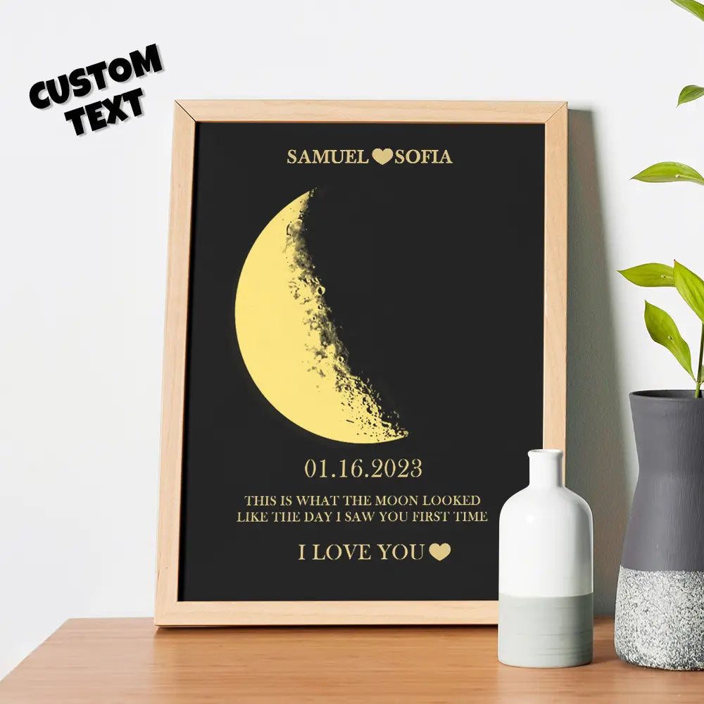 Cornice Fase Lunare Personalizzata con Nomi Regalo Coppia Lei Lui San Valentino Amore Natale Anniversario Compleanno