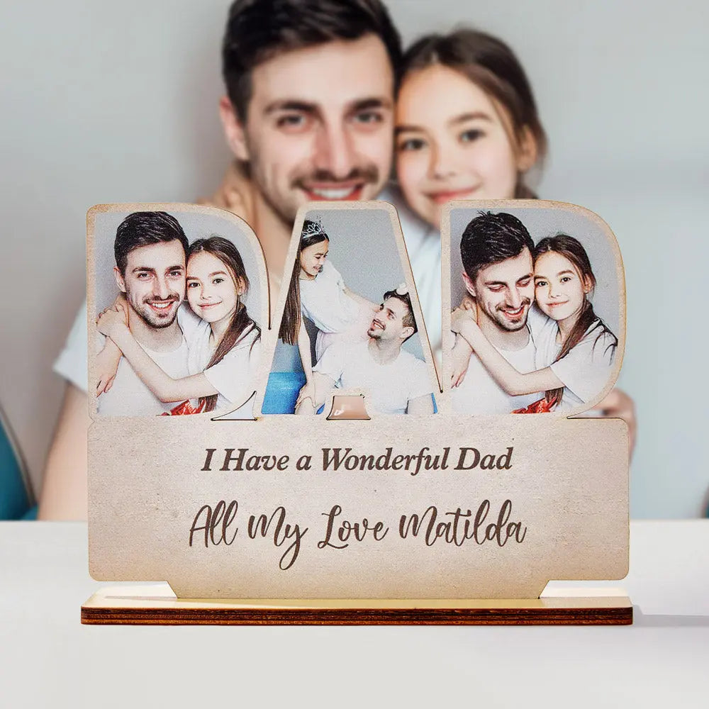 Targa in legno personalizzata per papà con foto