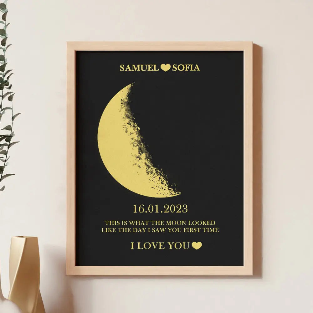 Cornice Fase Lunare Personalizzata con Nomi Regalo Coppia Lei Lui San Valentino Amore Natale Anniversario Compleanno