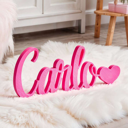 Nome Stampa Personalizzata in 3D con Cuore Decorazione Scrivania