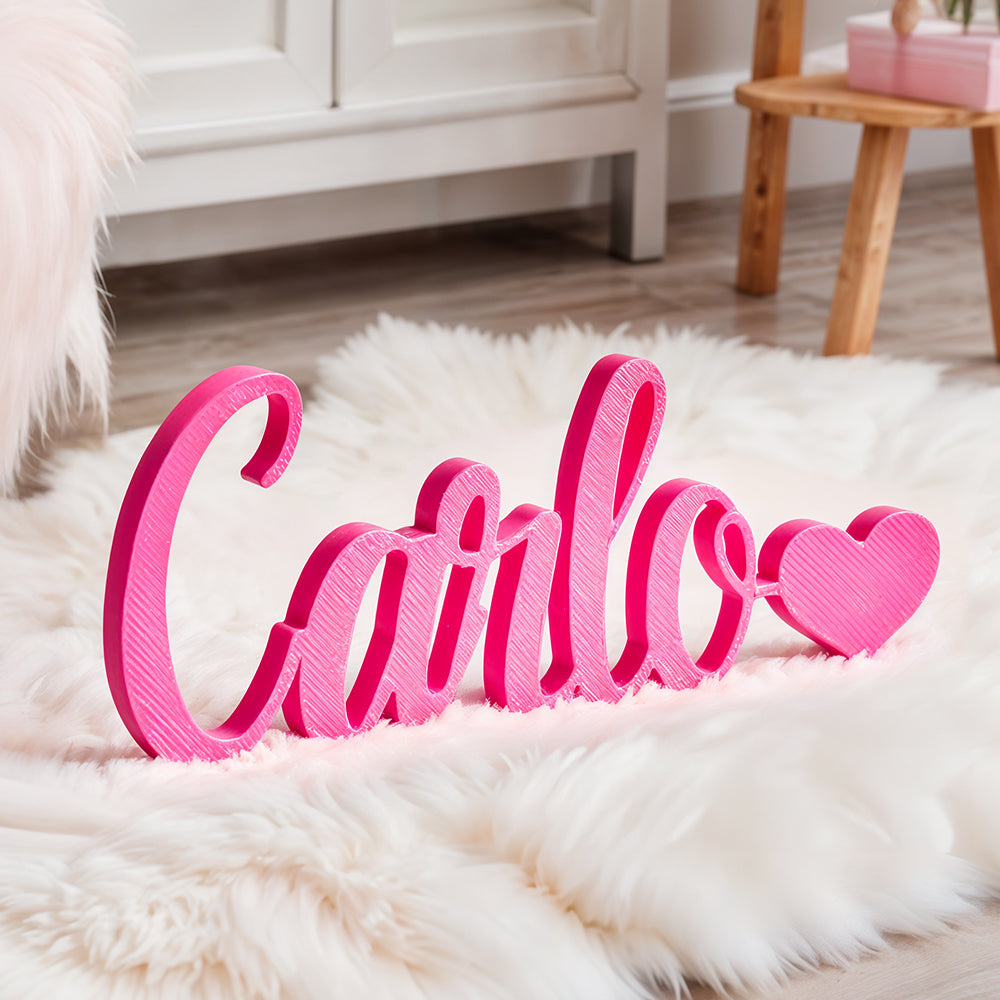 Nome Stampa Personalizzata in 3D con Cuore Decorazione Scrivania