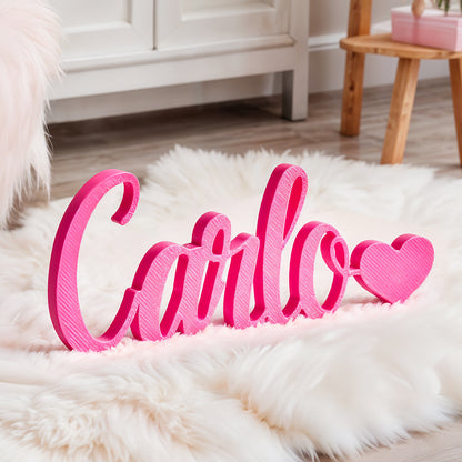 Nome Stampa Personalizzata in 3D con Cuore Decorazione Scrivania