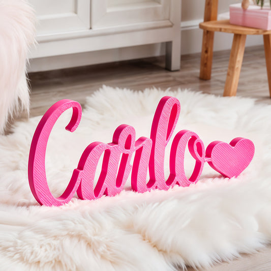 Nome Stampa Personalizzata in 3D con Cuore Decorazione Scrivania