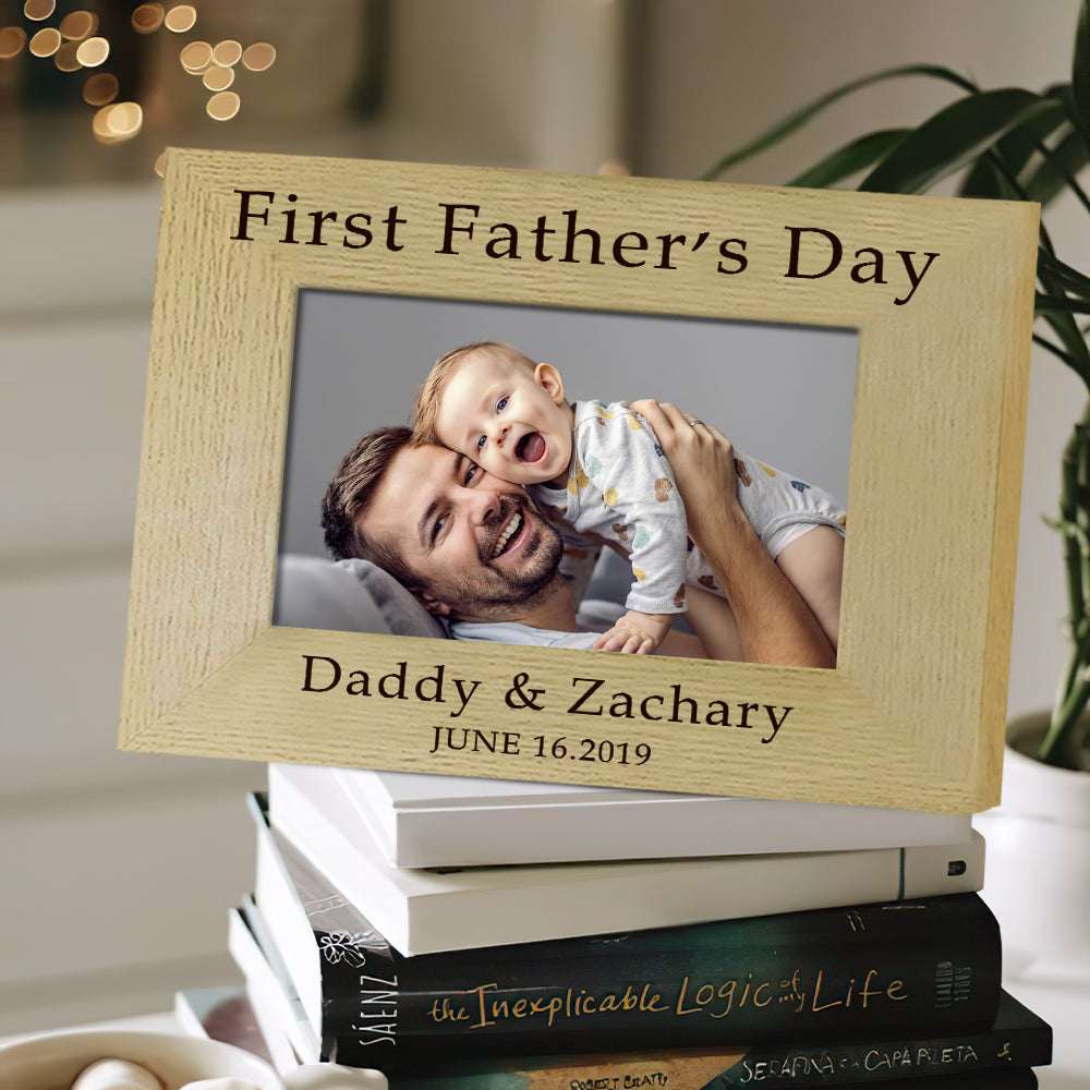 Cornice in Legno Personalizzata "Prima Festa del Papà" – Regalo Unico per Neo-Papà
