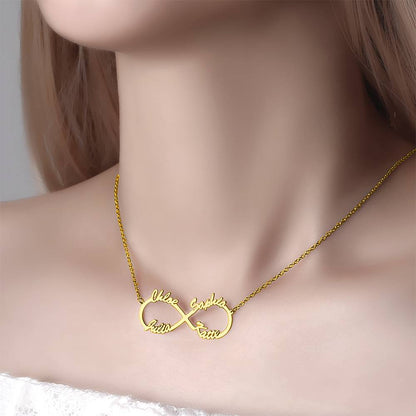 Collana Infinito 4 Nomi Argento S925 Famiglia Personalizzato idea mamma