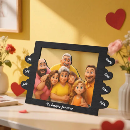 Cornice Personalizzata in Stile Cartoon con Foto e Nomi idea regalo lui lei mamma papà anniversario nonni nozze