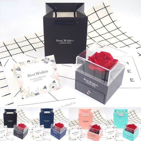 Set Confezione Regalo Rosa con Biglietto e Shopper Jewelry Box Elegante mamma donna