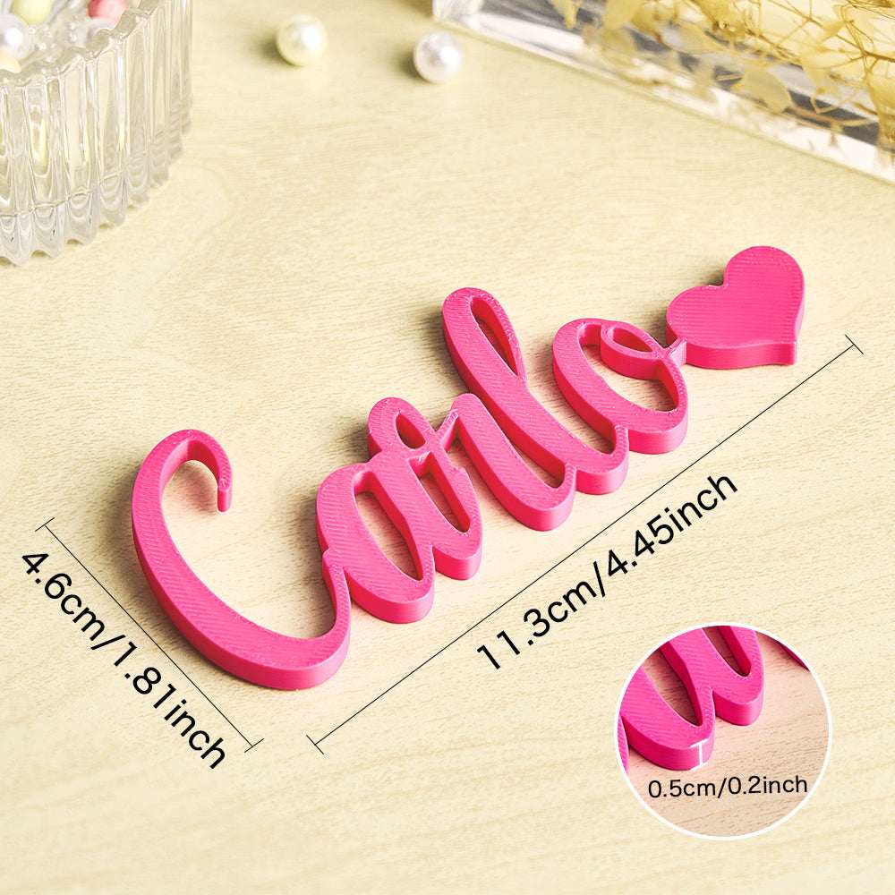 Nome Stampa Personalizzata in 3D con Cuore Decorazione Scrivania