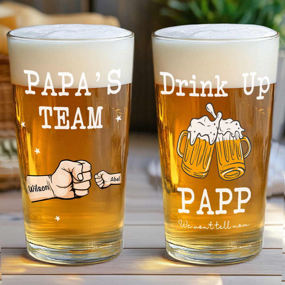 Bicchiere da Birra Personalizzato - "Bevi Papà, Non lo Diremo alla Mamma" - Regalo con Pugno per Papà e Nonno