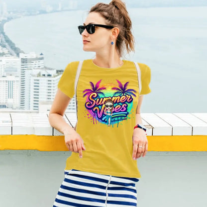 T-shirt Personalizzata Cartoon Summer Vibes con Nome